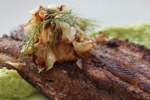 Post image for Balsamic Trout Fillets with Garbanzo Puree and Caramelized Fennel