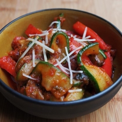 Thumbnail image for Sautéed Zucchini & Peppers in Tomato Sauce